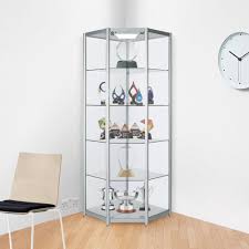 Product title wchiuoe display cabinet,wall display cabinet glass d. Silver Corner Glass Display Cabinet With 1 Led Light 650mm Displaysense