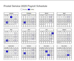 Usps Calendar Shows 2020 Payroll Schedule 21st Century Postal Worker In 2020 Payroll Calendar Calendar Payroll