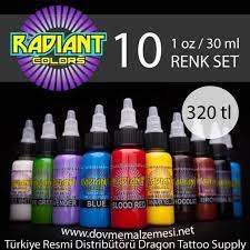 Radiant Colors 10 Renk Dovme Boyasi Seti 1 Oz 30ml 320 Tl Urunu Incelemek Icin Tiklayiniz Http Bit Ly 1hexaro Tattoo Dragontattoo Dovme Renkler Tattoo