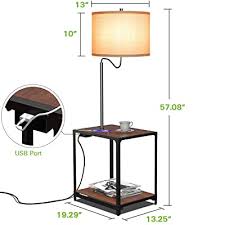The legs and bottom shelf are what need to be assembled. Buy Led Floor Lamp With End Table And Usb Charging Port Modern Bedside Nightstand Lighting Attached Side Table With Shelves For Living Room Bedroom Guest Room Walnut Online In Indonesia B085kvpm54