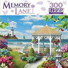Memory lane 300 large piece jigsaw puzzle. Masterpieces Memory Lane Oceanside View Gazebo By The Ocean Large 300 Piece Ez Grip Jigsaw Puzzle Walmart Com Walmart Com