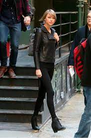 How Your Favorite Celebrities Wear Moto Jackets Taylor Swift Street Style Taylor Swift Style Taylor Swift Outfits