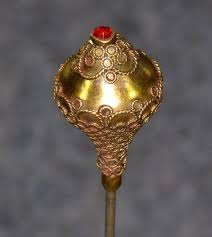 Antique Brass Gem Stone Ruby Victorian Edwardian Hat Pin 10 In Original Hat Pins Antique Hats Victorian Hats