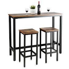 3 Pieces Bar Table Counter Breakfast Bar Dining Table With Stools In 2020 Bar Dining Table Bar Table Sets Bar Table