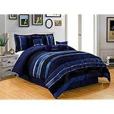 Elegant bedding set with silver finish. Buy Grand Linen 5 Piece Navy Blue Black Silver Stripe Chenille Comforter Set 90x70 Twin Size Bedding Online In Germany B078t7rd8x