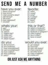 I M Really Bored Send Me A Number This Or That Questions Who Knows Me Best Question Game