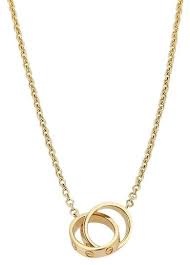 Cartier Gold W 18k Yellow W Mini Double Ring Pendant Necklace In 2020 Cartier Love Necklace Cartier Gold Cartier Love Ring