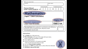 Edexcel Gcse Maths Mock Set 3 9 1 2017 Paper 1 Higher Non Calculator Youtube