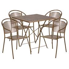 Great savings & free delivery / collection on many items. Patio Steel Folding Table 28 Square With 4 Round Back Chairs In Gold Restaurant Furniture Warehouse