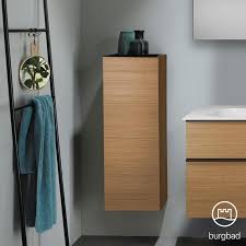 Schrank zum verstauen von spielmaterial … Burgbad Fiumo Halbhoher Schrank Mit 1 Tur Front Tectona Zimt Dekor Korpus Tectona Zimt Dekor Griffleiste Schwarz Matt Uheh035lf3960g0200 Emero De