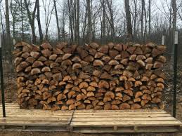 Stacking Firewood On Pallets Is A Cheap Easy Way To Stack Your Firewood Off The Ground Allowing It To Properly Dry Or Season Stacking Firewood Firewood Wood