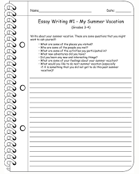 Essay Writing My Summer Vacation Free Writing Prompts Writing Worksheets Essay Writing