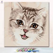 Gambar untuk mewarnai hewan kucing. Hewan Kucing Di Dalam Cangkir Digital Minyak Lukisan Mewarnai Angka Gambar Dengan Angka Dengan Warna Dan Sikat Untuk Anak Anak Belajar Cat Cat Dengan Nomor Aliexpress