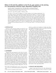 Pdf Effect Of Co And Co2 Addition To The Cf4 O2 Gas System On The Etching Of A Low Pressure Chemical Vapor Deposition Tungsten Film
