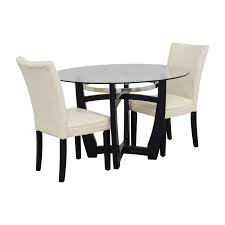 Get great deals on lexington cherry dining furniture sets. 88 Off Bob S Discount Furniture Bob Furniture Round Glass Table And White Chairs Tables