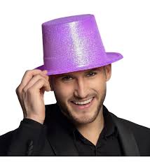 Himarry Floresan Mor Renk Simli Uzun Fötr Melon Şapka 12 cm