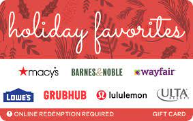 Gift cards can be purchased online via website/app or at the lowe's store. Buy Holiday Favorites Gift Card Giftcardmall Com