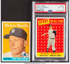 Every card at max star level skin | cwa mobile gaming subscribe to me: 1958 Topps Mickey Mantle Pair 2 With All Star Card 487 Psa Vg Ex Lot 43064 Heritage Auctions