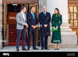 Prince William and Catherine, Duke and Duchess of Cambridge, with Prime  Minister Leo Varadkar and his partner during a meeting with the president  at Aras an Uachtarain