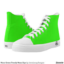 Black And Lime Green Sneakers Neon Lime Green Trendy Mens Zips High Top Sneakers Zazzle Com High Top Sneakers Neon Shoes Mens High Top Shoes