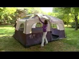 From camping out at festivals, weekend family/group events, or even simply hanging out in the backyard, this 13' x 13' tent is easy to set up and can comfortably accommodate a large group. Ozark Trail Straight Wall 10 Person 2 Room Cabin Tent Youtube