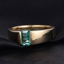 18k Yellow Gold Emerald Engagement Ring Wide Band Width Men Etsy Wide Band Engagement Ring Emerald Engagement Ring Mens Emerald Rings