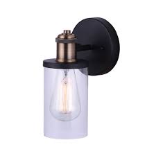 Here, your favorite looks cost less than you thought possible. Canarm Tobias 1 Light Matte Black And Gold Wall Sconce With Clear Glass Shade The Home Depot Canada