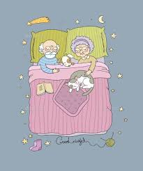 Sleeping Grandparents And Cat Good Night Sweet Dreams Cartoon Mom Sweet Dreams