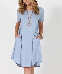 Ash Blue Pocket Curved Hem Tunic Dress Women Style Fashion Shopping Deals Dresses Com Imagens