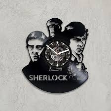 Sherlock Holmes Art New Year Gift Doctor Watson Wall Clock Vintage Vinyl Record Retro Wall Clock Large She Minimalist Gifts Retro Wall Clock Vintage Wall Clock