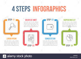 Process Chart Template Four Steps Infographics Vector