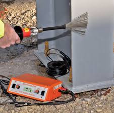 When a holiday is picked up by the bell alarm, the electrode can be turned on end and the exact spot of failure can be noted by searching with the. Flaw Detection Methods