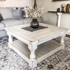 Heavy mango wood with natural imperfections for a distinct slightly distressed rustic cottage rustic handcrafted coffee table made from heavy mango wood. Rustic Baluster Farmhouse Coffee Table Distressed Square All Over Pain The Love Made Home