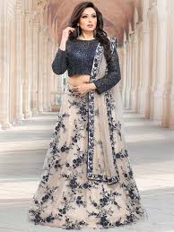 Beige And Navy Hue Pretty Lehenga Choli Latest Designer Lehenga Choli Designer Lehenga Choli For Women Latest Party Wear Dresses Lehenga Choli Girls Dresses