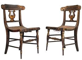 Pair Of American Federal Painted Lyre Back Chairs Lyre Back Chairs Emerged From The Classical Greek Period Reflect Chair Painted Side Chair Modern Side Chairs