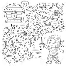 There are tons of great resources for free printable color pages online. Maze Or Labyrinth Game For Preschool Children Puzzle Tangled Road Coloring Page Outline Of Cartoon Pirate Ship With Key And Closed Treasure Chest Coloring Book For Kids Royalty Free Cliparts Vectors And