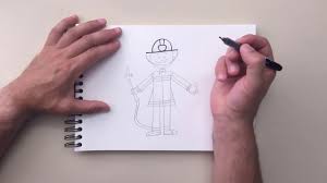 After you've done with the head and face, draw the body. How To Draw A Fireman Youtube