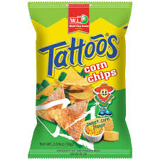 It was produced by international snacks manufacturer, kettle foods. Ph Tattoos Corn Chips Sweet Corn Flavor Beagley Copperman