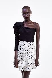 Draped Polka Dot Skirt With Ruffle Trim Zara South Africa Draped Skirt Dot Skirt Polka Dot Skirt
