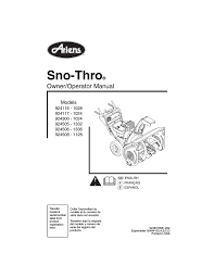 Ariens 1024 Specifications Manualzz Com