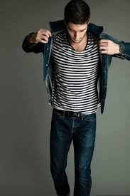 Black And White Striped T Shirt Outfit Get This Look For 56 Menswear Mens Outfits Navy Denim Jacket