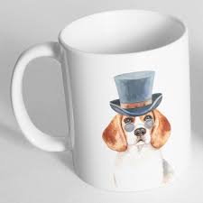 gozluklu sapkali sevimli kopek resim baskili kupa bardak kupalar baski sevimli kopekler