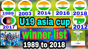Asia cup winner team list. Under19 Cricket Asia Cup Winners List 1989to2018 U19 Asia Cup 2018 U19 Asia Cup Winners