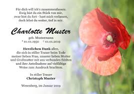 Danksagungen Trauer