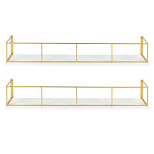 Merry christmas golden calligraphy lettering, xmas gold stars, balls and confetti decoration. 24 X 4 2pc Decorative Wall Shelf Set White Gold Uniek Target