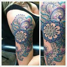 Not all tattoos have meanings, because it's a personal pleasure first. Beautiful Color Ink Half Sleeve Paisley Pattern Tattoo Paisley Tattoos Paisley Shoulder Tattoos Pattern Tattoo