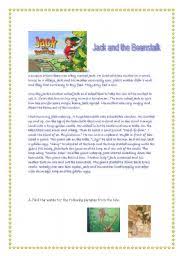 One day, the mother sent jack to sell their cow in the market. Jack And The Beanstalk Esl Worksheet By Natval