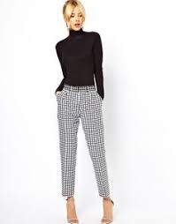 Black And White Pants Womens High Waisted Tapered Black White Checkered Pants Google Search Black And White Pants Fashionable Work Outfit Professional Work Outfit