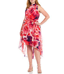 Find plus size dresses in black, white, red, blue, and more. Jessica Howard Plus Size Halter Neck Watercolor Floral Hi Low Dress Dillard S