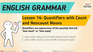 They are not really concerned by actual quantity, only by relative. Learn English Grammar Lesson 14 Quantifiers With Count And Noncount Nouns